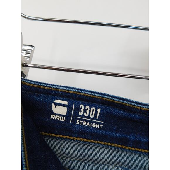 G-Star Raw Men's 3301 Blue Button Fly Slim Straight Denim Jeans Size 30x28 - Picture 3 of 6